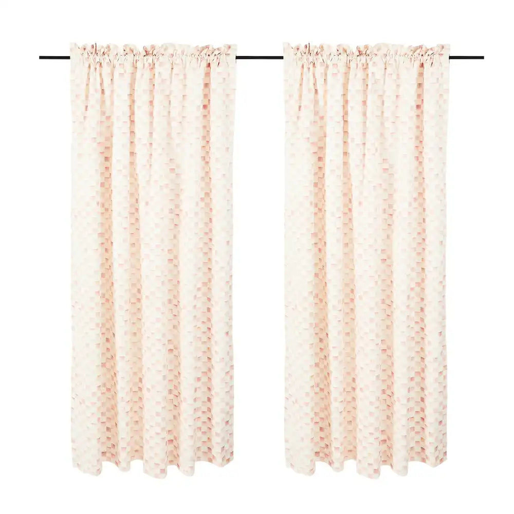 Rosy Check 84" Curtain Panel
