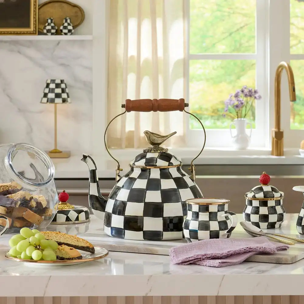 Courtly Check 3 Quart Tea Kettle with Bird