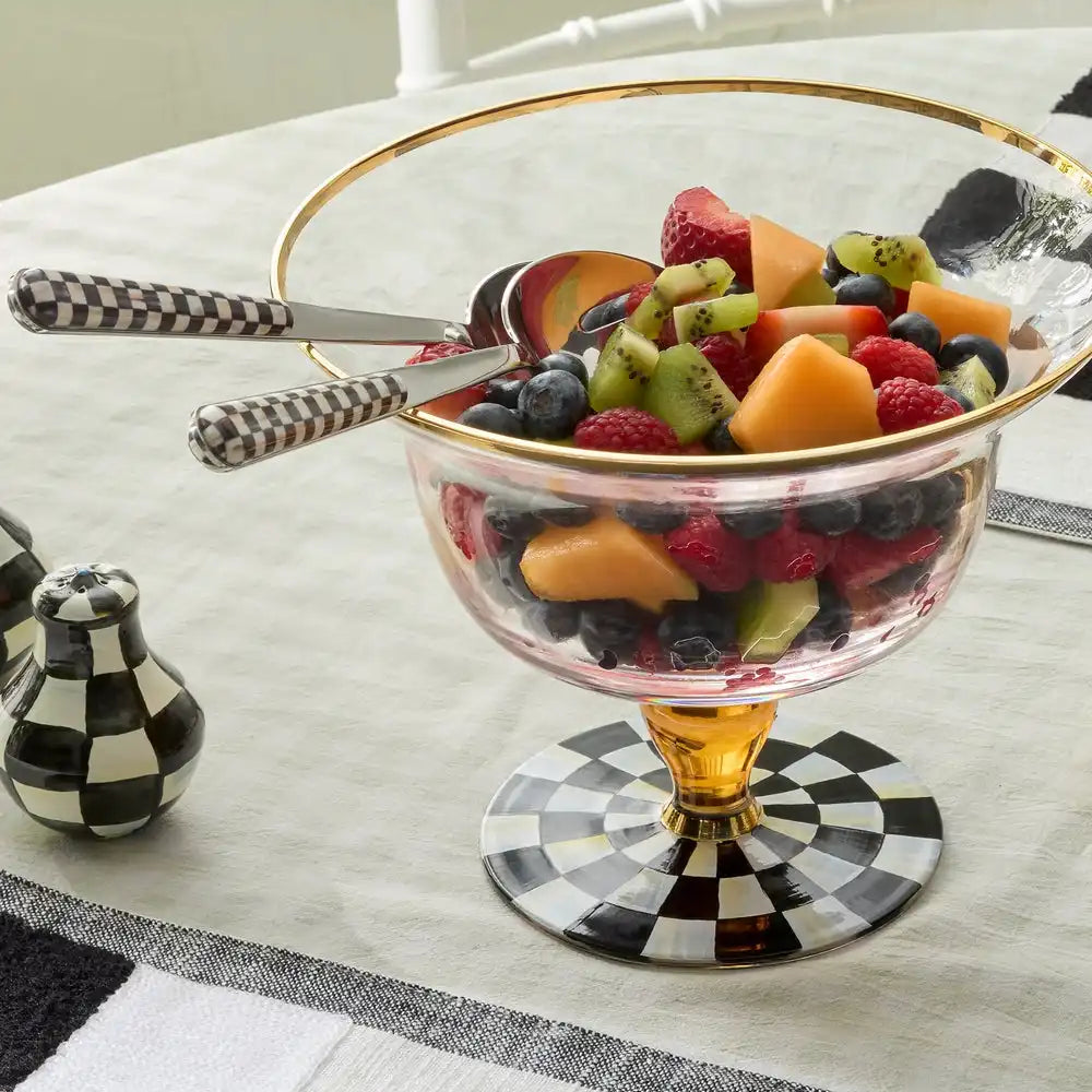 Courtly Check Glass Pedestal Bowl