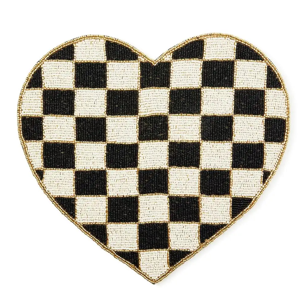 Black and White Check Heart Shaped Placemat