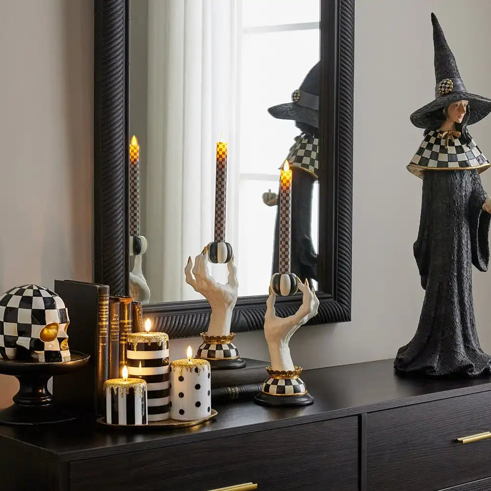 Courtly Check Flameless Dinner Candles, Set of 2
