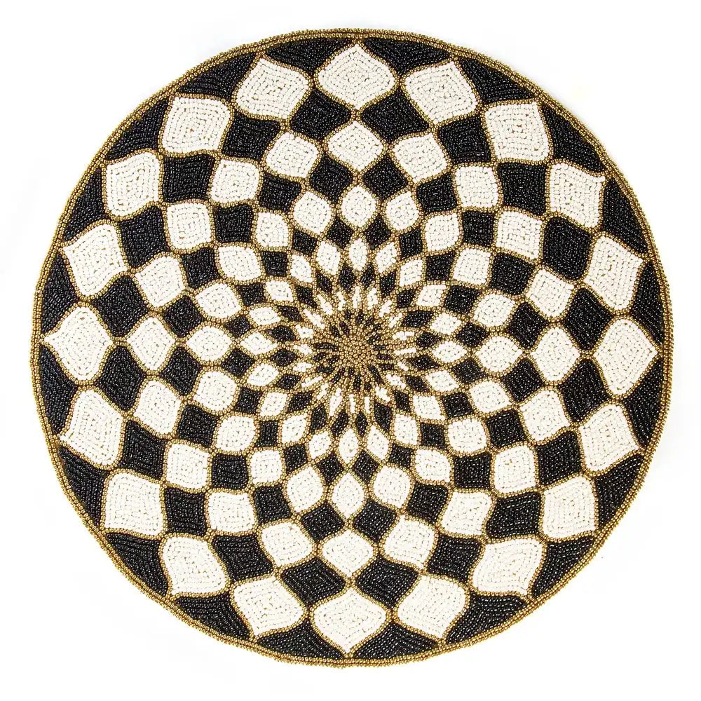 Kaleidoscope Black & Ivory Beaded Placemat