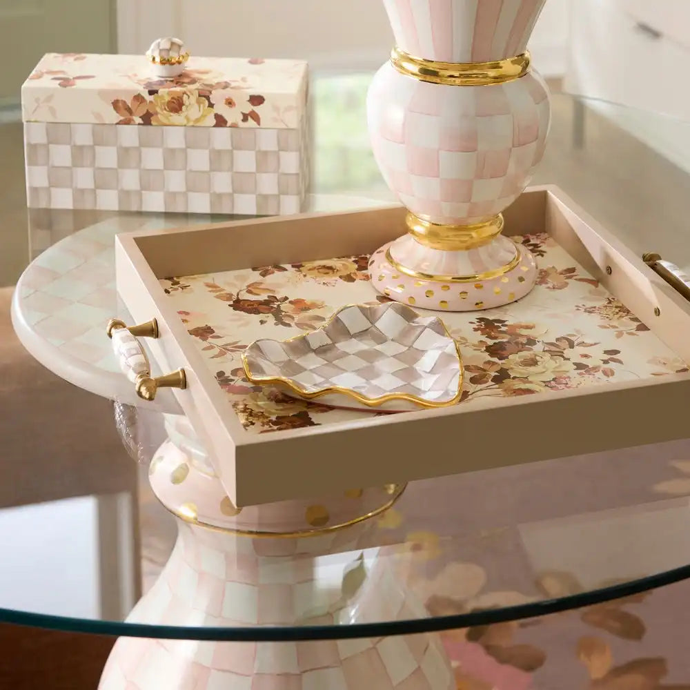 Mocha Check Ceramic Heart Plate