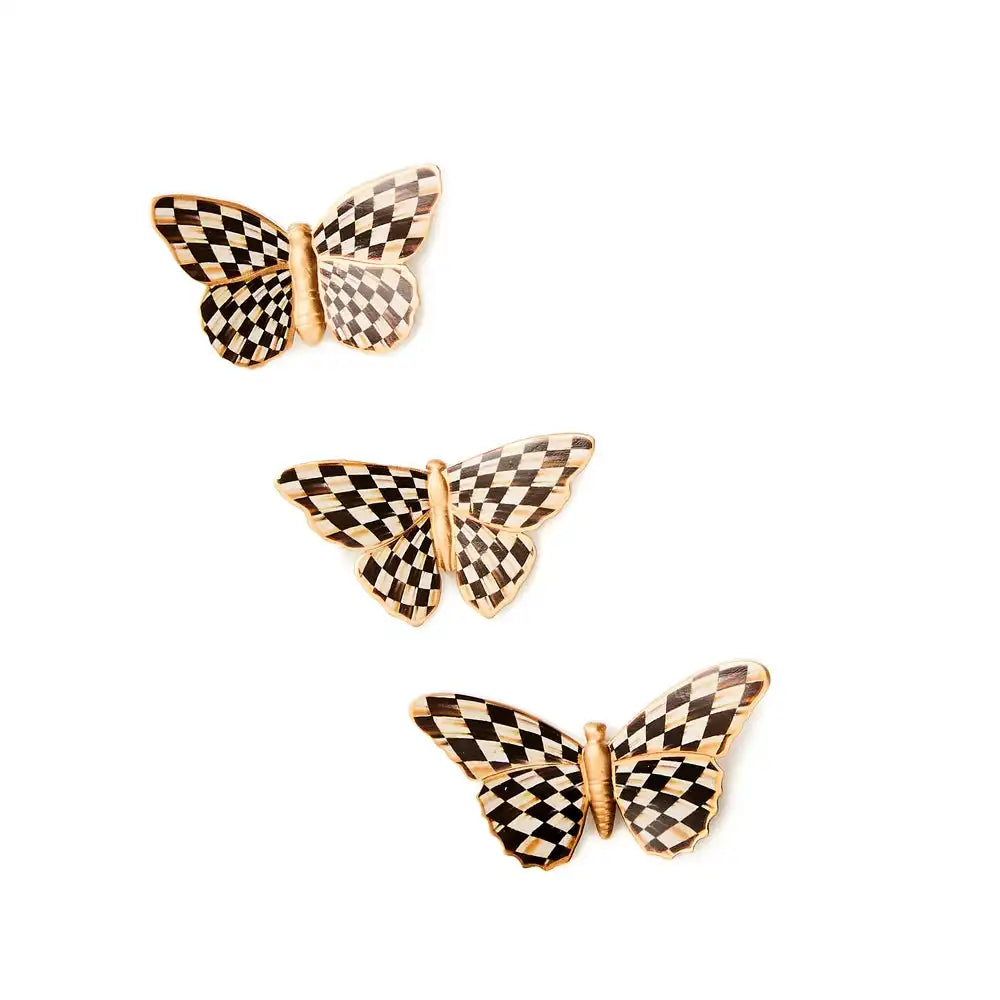 Courtly Check Butterfly Magnets, Set of 3