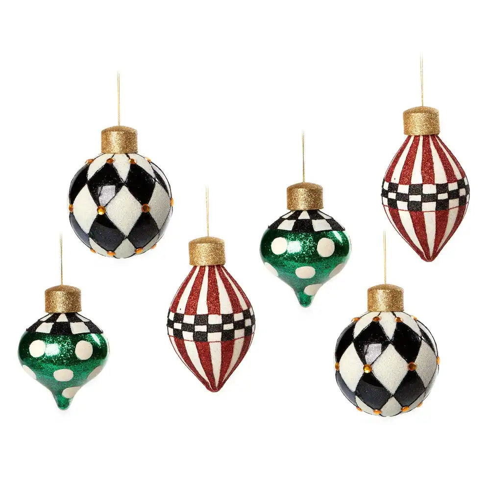 Jolly Assorted Glass Ornaments, Set of 6