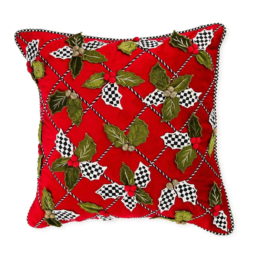 Holly Lattice Throw Pillow