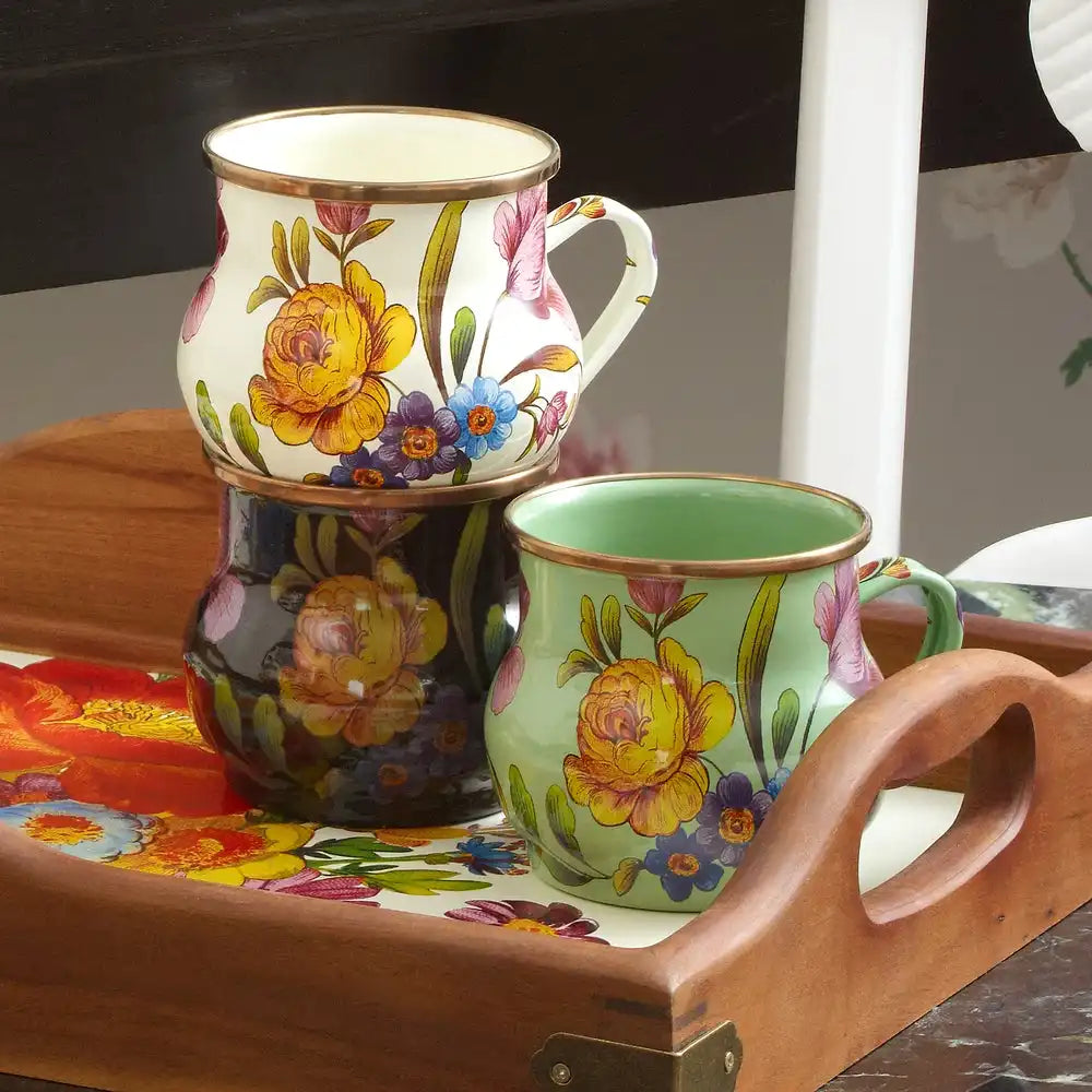 White Flower Market Mug