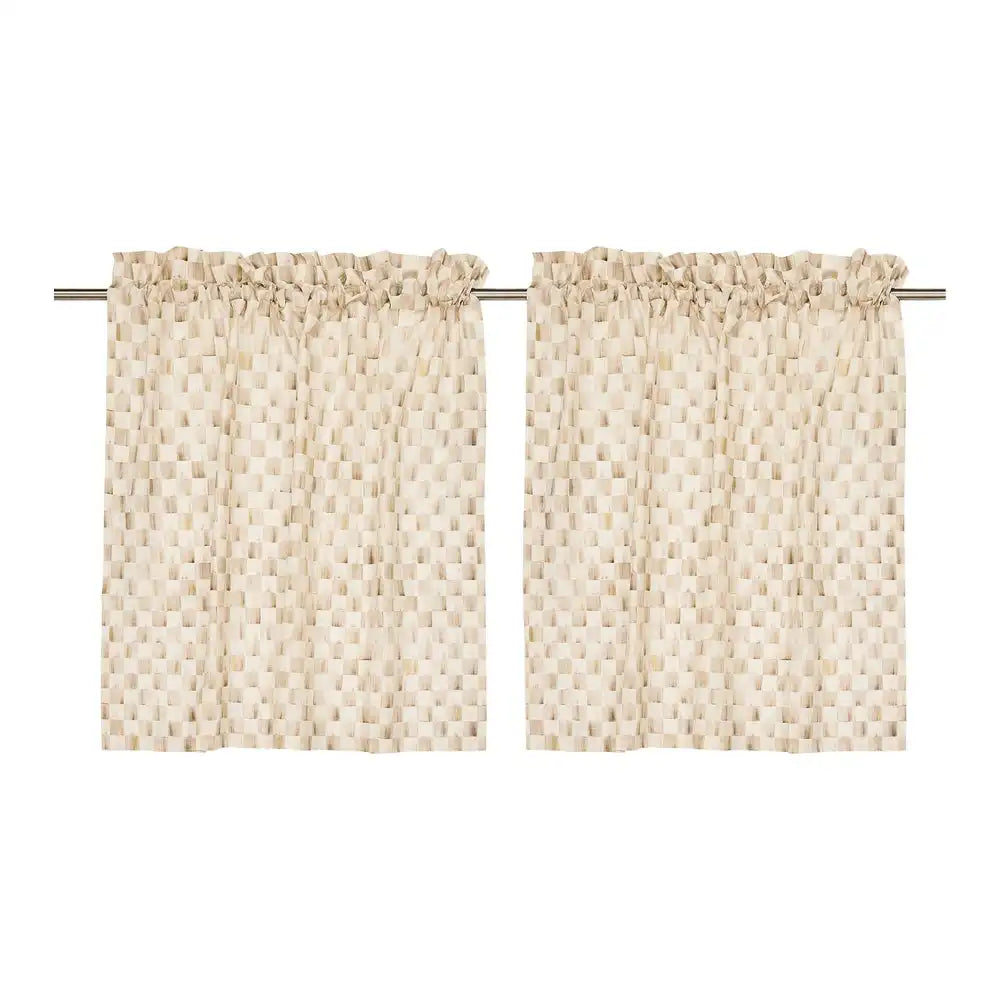 Mocha Check Cafe Curtains, Set of 2