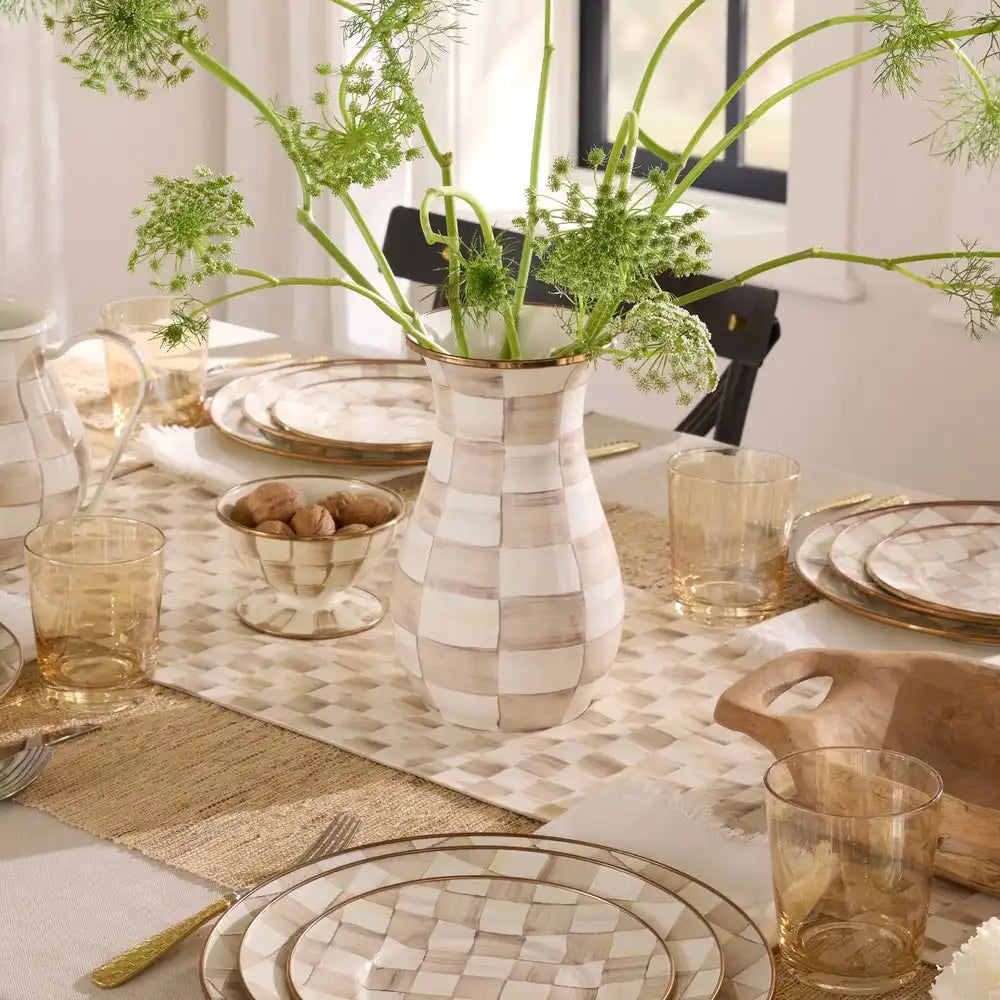 Mocha Check Tall Vase