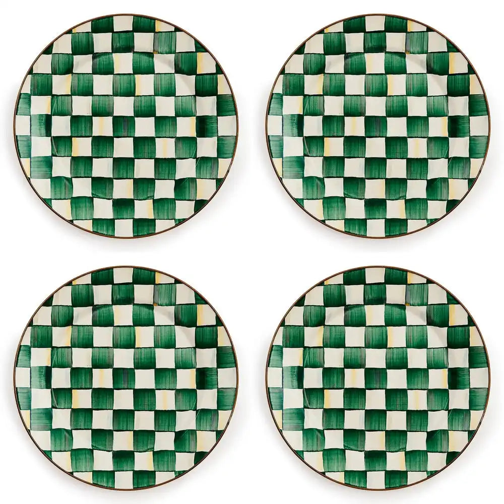 Emerald Check Chargers, Set of 4