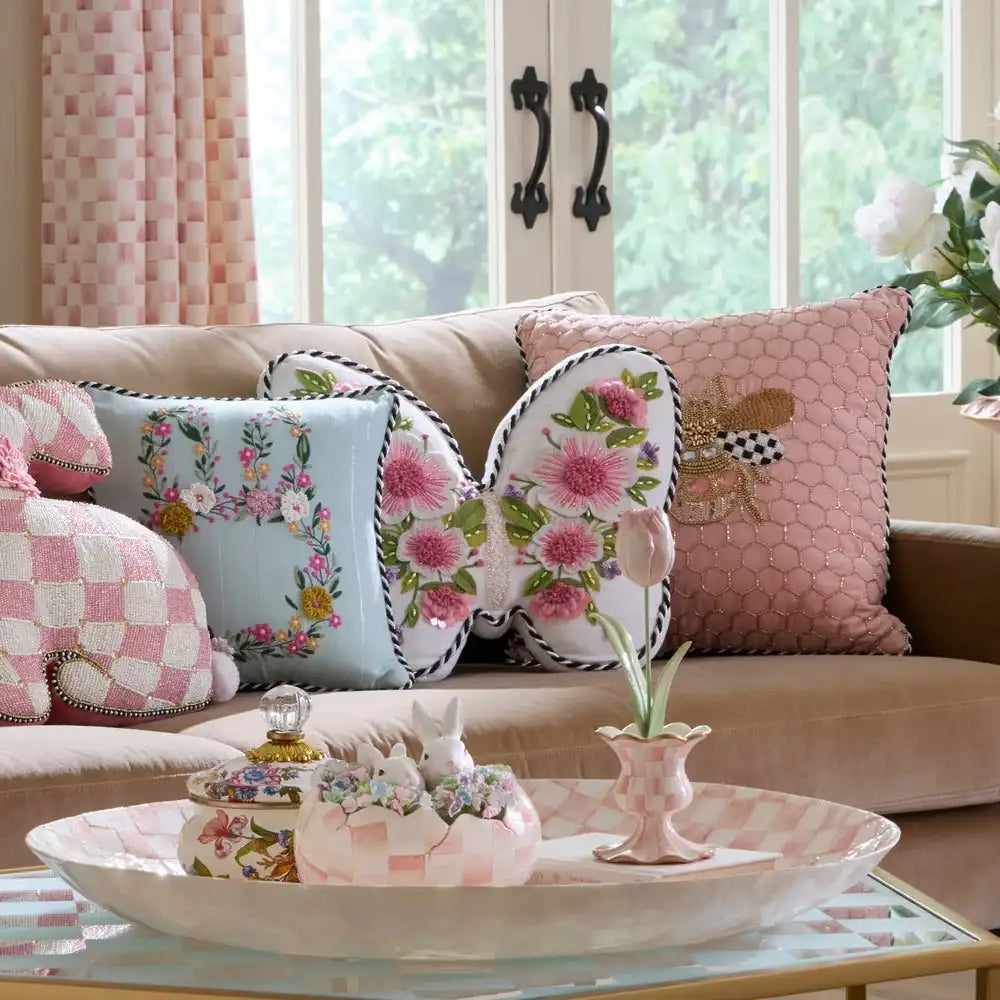 Butterfly Shaped Floral Throw Pillow