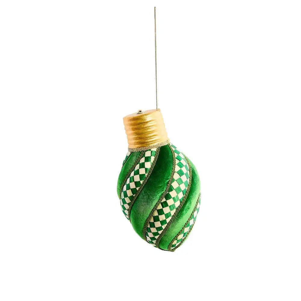 Check It Out Green Check Lightbulb Fabric Ornament