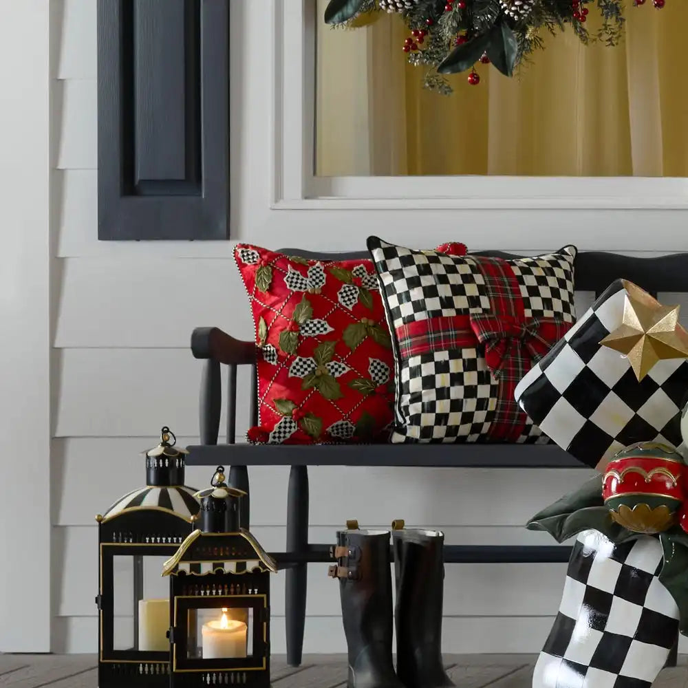 Holly Lattice Throw Pillow