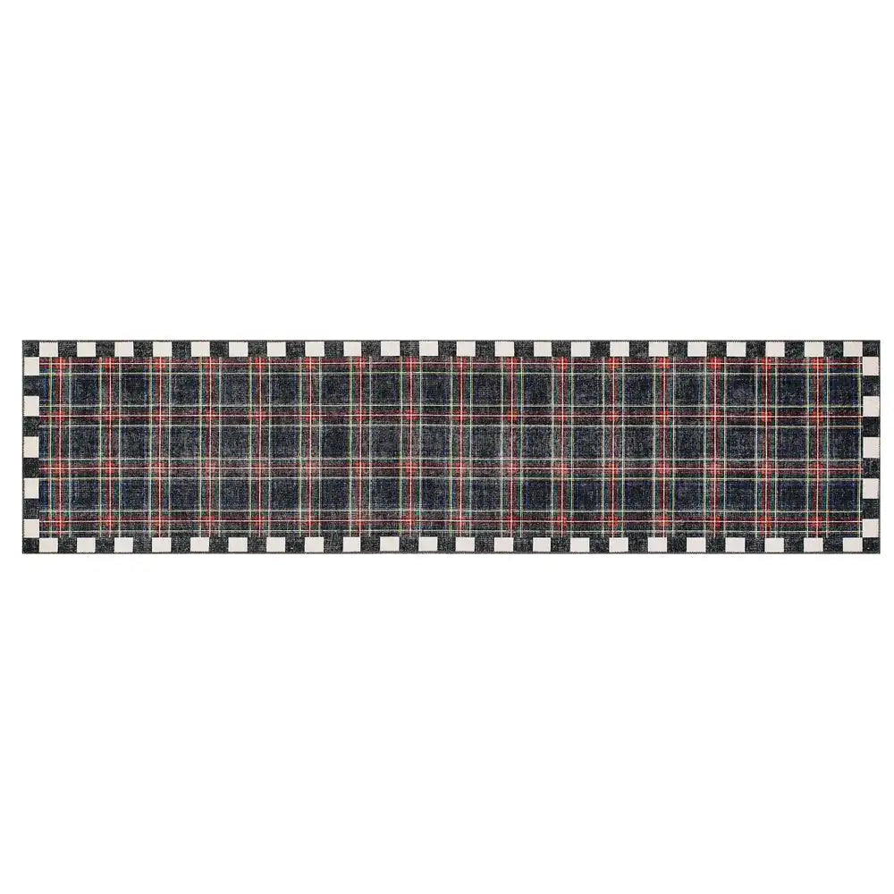 Stewart Tartan Black 2'6" x 10' Washable Runner