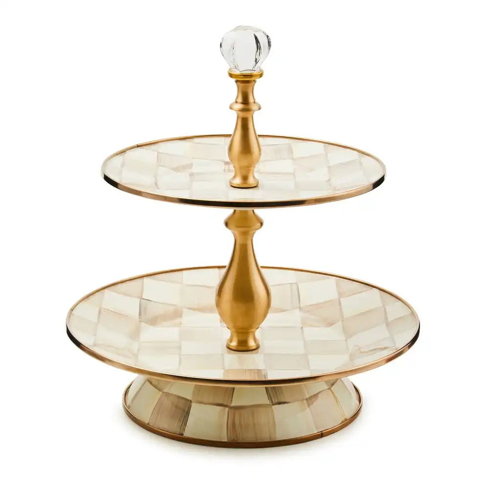 Mocha Check Two Tier Sweet Stand