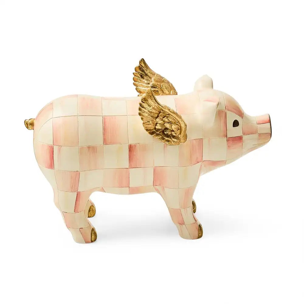 Rosy Check Flying Pig Figurine