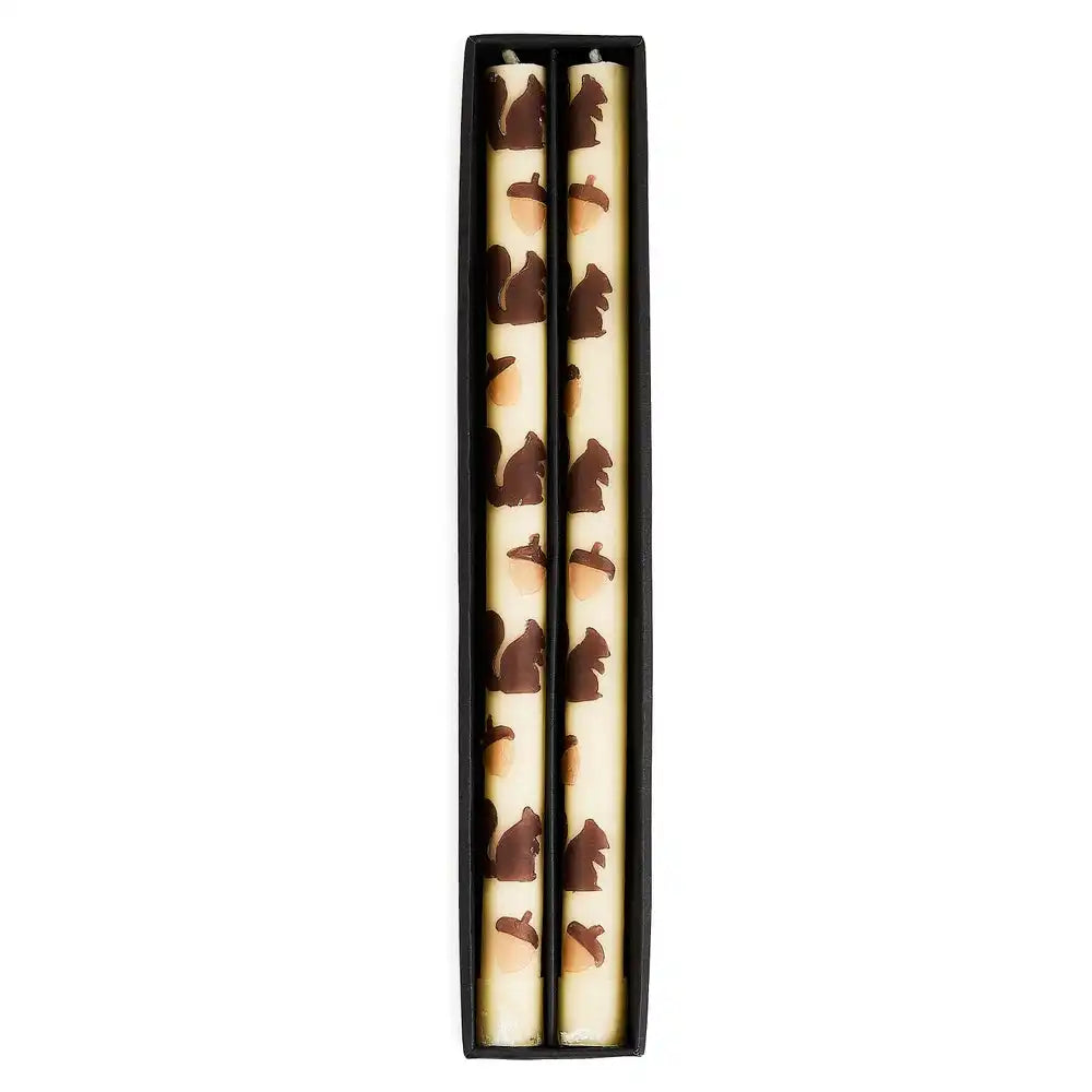 Squirrels & Acorns Dinner Candles, Set of 2
