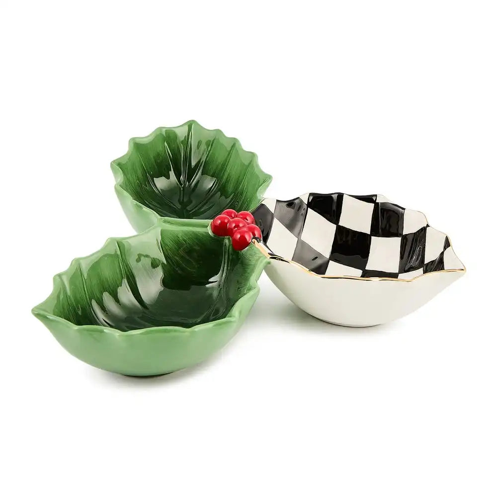 Holly Leaf Ceramic Candy Dish