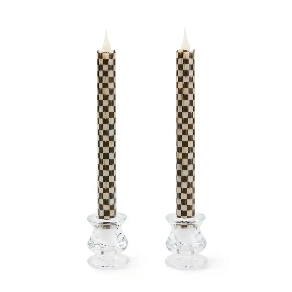 Courtly Check Flameless Dinner Candles, Set of 2
