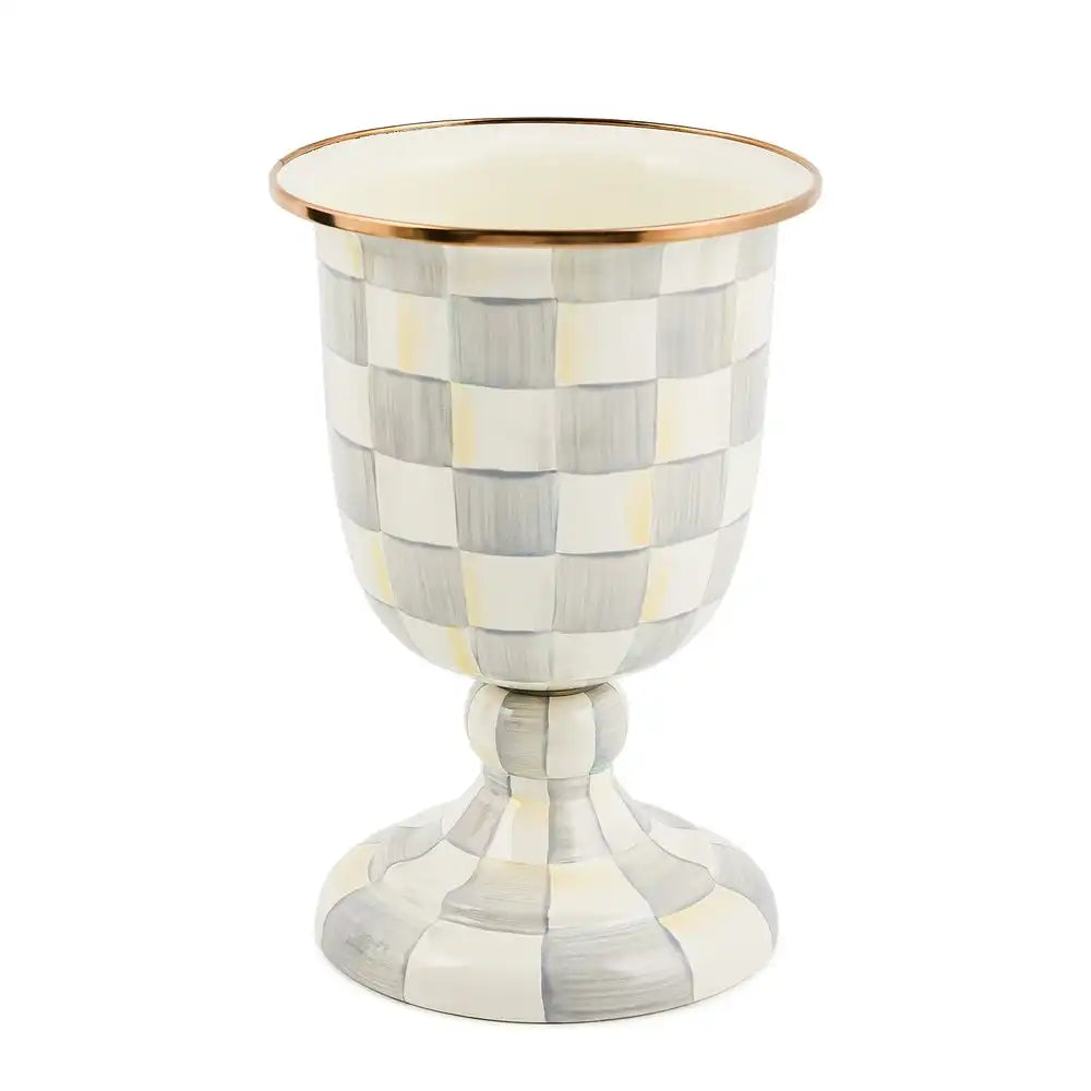 Sterling Check Pedestal Vase
